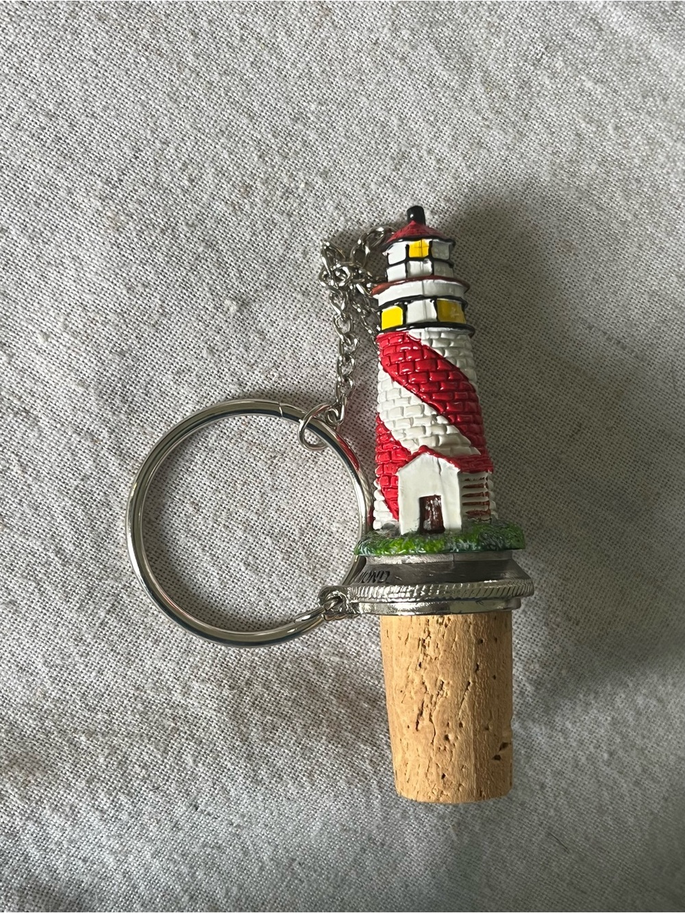 Nautical Hand-Painted Lighthouse Solid Pewter & Cork Bottle Stopper - New in Box